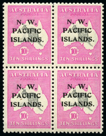 Stamp of New Guinea 1918-22 10s grey and bright pink, mint nh block of four