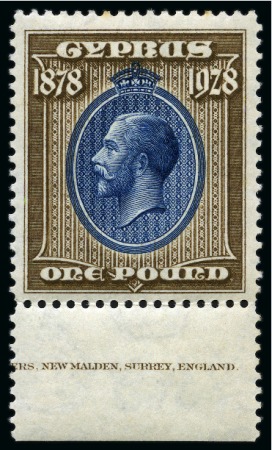 Stamp of Cyprus » King George V Issues 1928 Anniversary £1 blue and bistre-brown, mint