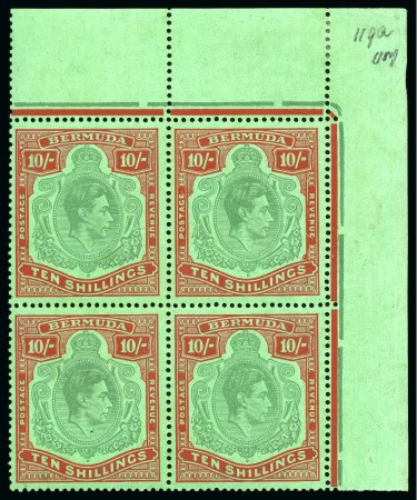 Stamp of Bermuda 1938-53 MCA 10s bluish green and deep red on green