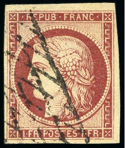 Stamp of France France 1849 1F carmin oblitere