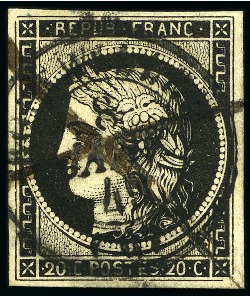 Stamp of France France 1849 20C, cachet a date 8.1.49