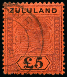 Stamp of South Africa » Zululand 1894-96 CA £5 purple and black, used