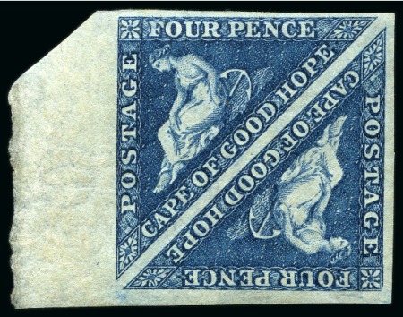 Stamp of South Africa » Cape of Good Hope 1855-63 4d deep blue with SIDEWAYS WATERMARK