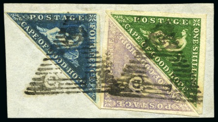 Stamp of South Africa » Cape of Good Hope 1855-63 4d blue, 6d pale rose-lilac and 1s bright yellow-green, 