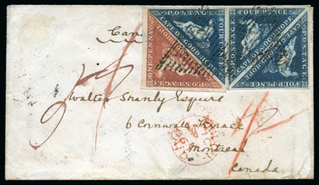 Stamp of South Africa » Cape of Good Hope 1855-63 4d deep blue, three singles and 1d rose