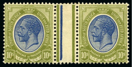 Stamp of South Africa » Union & Republic of South Africa 1913 King Head 10s blue and olive, mint, gutter pair
