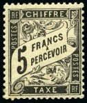 Stamp of France » Timbres-Taxe Taxe Yv. 24, 5F noir, neuf avec charnière, TB, rare, signé Calves, cert. Dutertre (Yv. 4'000)