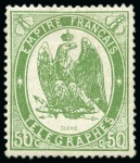 Stamp of France » Télégraphe Télégraphe Yv. 5 à 8, neuf avec charnière, TB, le 25c et 2F signés A.Brun (Yv. € 2'250)
