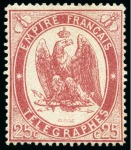 Stamp of France » Télégraphe Télégraphe Yv. 5 à 8, neuf avec charnière, TB, le 25c et 2F signés A.Brun (Yv. € 2'250)