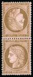 Stamp of France Cérès 10c brun sur rose en paire TETE-BECHE, neuf avec charnière, TB, rare, signé Calves, cert. Calves (Yv. € 8'000)