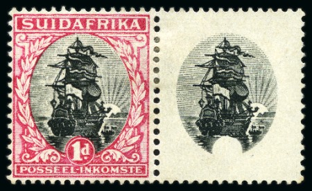 Stamp of South Africa » Union & Republic of South Africa 1930-44 Ship 1d black and carmine, mint se-tenant pair