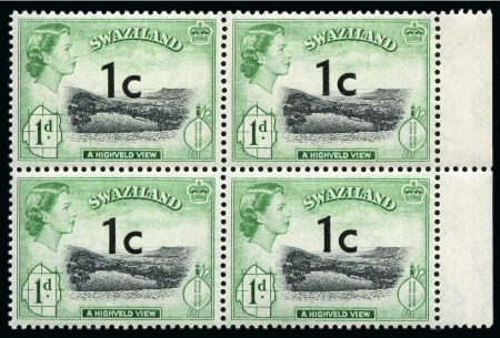 Stamp of Swaziland 1961 Trial surcharge 1c on 1d black & emerald