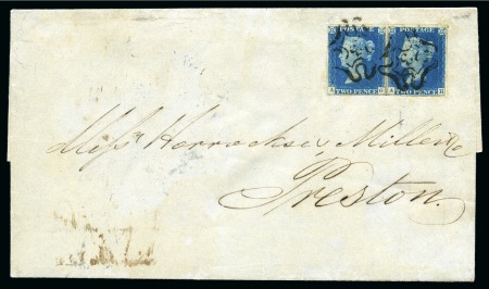 Stamp of Great Britain » 1840 2d Blue (ordered by plate number) 2d blue AG-AH, a pair of plate 1, clear to good margins