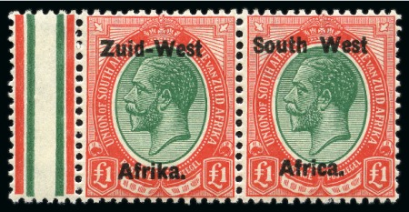Stamp of South West Africa 1923 Kings Head £1 green and red, type I