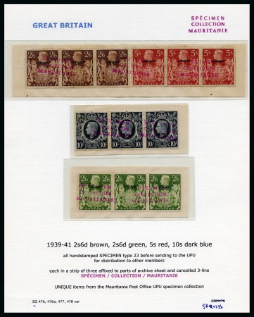 Stamp of Great Britain » King George VI 1939-48 High Values "SPÉCIMEN / COLLECTION / MAURITANIE"