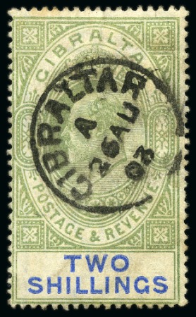 Stamp of Gibraltar 1903 CA 2s green and blue, used
