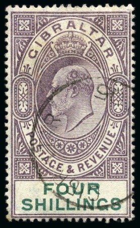 Stamp of Gibraltar 1903 CA 4s dull purple and green, used