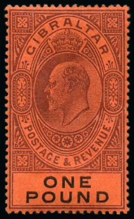 Stamp of Gibraltar 1903 CA £1 dull purple and black on red, mint