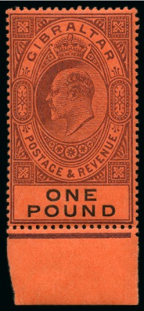 Stamp of Gibraltar 1904-08 MCA £1 deep purple and black on red, mint