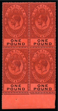 Stamp of Gibraltar 1912-24 MCA £1 deep purple and black on red, mint