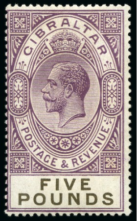 Stamp of Gibraltar 1925-32 Script £5 violet and black, mint