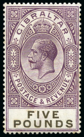 Stamp of Gibraltar 1925-32 Script £5 violet and black, mint, fine and