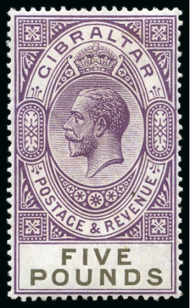 Stamp of Gibraltar 1925-32 Script £5 violet and black, mint