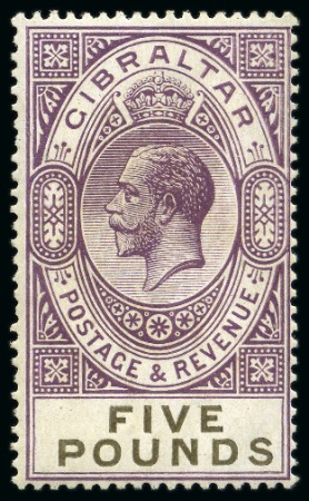 Stamp of Gibraltar 1925-32 Script £5 violet and black, mint