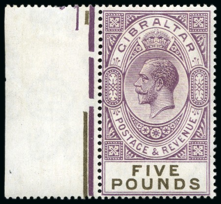 Stamp of Gibraltar 1925-32 Script £5 violet and black, mint