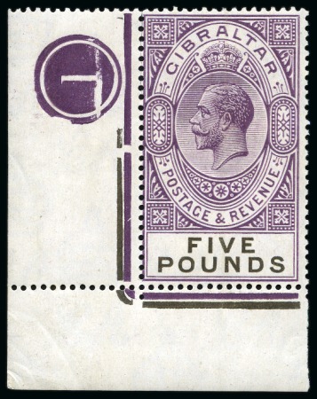 Stamp of Gibraltar 1925-32 Script £5 violet and black, mint