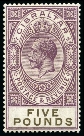 Stamp of Gibraltar 1925-32 Script £5 violet and black, mint