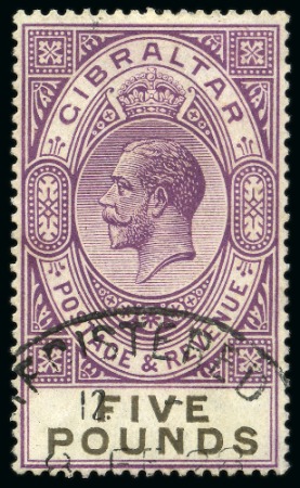 Stamp of Gibraltar 1925-32 Script £5 violet and black, used