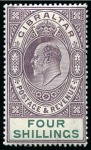 Stamp of Gibraltar 1903 CA 2s green and blue, mint (28) and used (5),