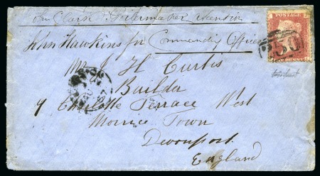 Stamp of Ascension 1867 concession rate cover from Ascension