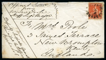 Stamp of Barbados 1868 1d soldier's concessionary rate cover