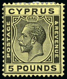 Stamp of Cyprus » King George V Issues 1924-28 £5 Black on yellow mint