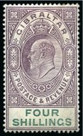 Stamp of Gibraltar 1904-08 MCA 2s green and blue, mint (33) and used (29),