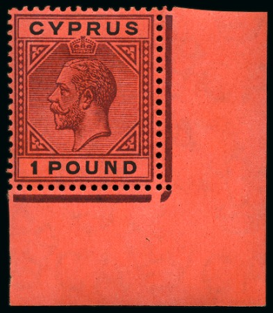 Stamp of Cyprus » King George V Issues 1921-23 £1 with "broken bottom left triangle" variety