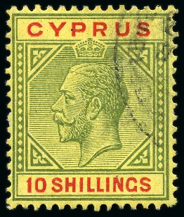 Stamp of Cyprus » King George V Issues 1921-23 10s with "broken bottom left triangle" variety