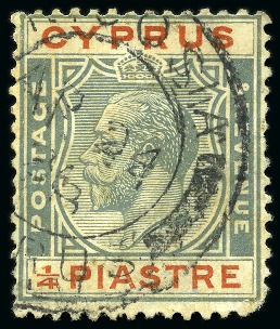 Stamp of Cyprus » King George V Issues 1924-28 1/4pi with inverted watermark variety