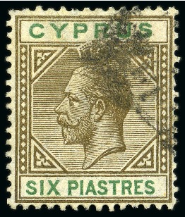 Stamp of Cyprus » King George V Issues 1921-23 6pi with "broken bottom left triangle" variety