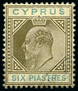 Stamp of Cyprus » King Edward VII Issues 1904-10 6pi with "broken top left triangle"