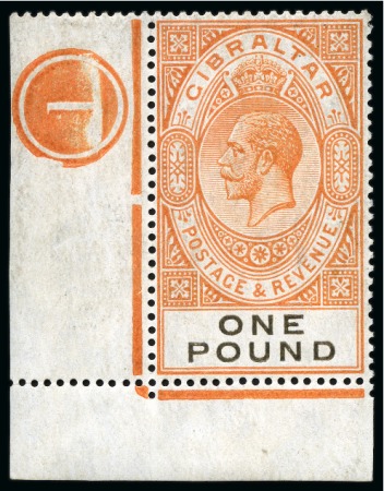 Stamp of Gibraltar 1925-32 Script £1 red-orange and black, mint