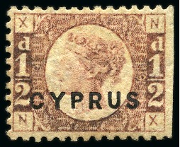 Stamp of Cyprus » Overprinted Stamps of Great Britain 1880 1/2d Rose PLATE 19 mint