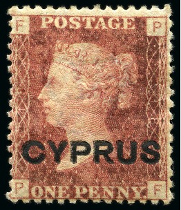Stamp of Cyprus » Overprinted Stamps of Great Britain 1880 1d Red plate 218 with double overprint