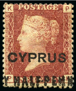 Stamp of Cyprus » Overprinted Stamps of Great Britain 1881 1/2d (18mm) on 1d Red PK plate 220 