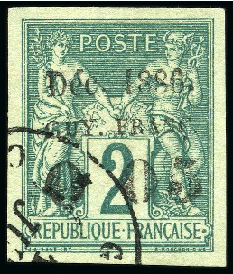Stamp of Colonies françaises » Guyane française 1886 Yv. 1b (sans le f après 0), obl., TB, signé A.Brun, cert. Roumet (Yv. € 1'000)