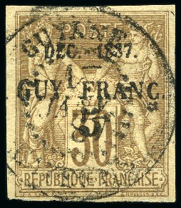 Stamp of Colonies françaises » Guyane française 1886-88 Yv. 7, obl., TB, rare, signé Calves (Yv. € 1'700)