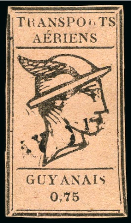 Stamp of Colonies françaises » Guyane - T.A.G. Poste Aérienne TAG Yv. 5, obl., TB, rare, signé Calves, cert. Dutertre (Yv. € 1'500)