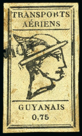 Stamp of Colonies françaises » Guyane - T.A.G. Poste Aérienne TAG Yv. 6A, obl., B/TB, rare, signé Calves (Yv. € 1'100)